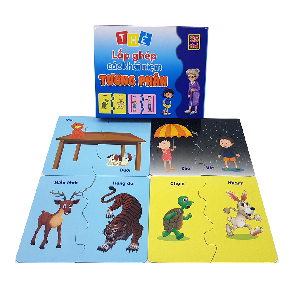 Thẻ FlashCard Học Tập, Cặp Thẻ Flash Card Tương Phản Cho Bé