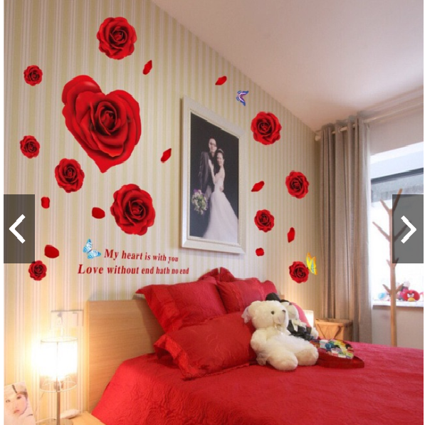 Red Rose Heart Wall Decal