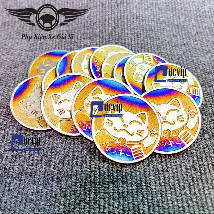 Tem titan logo mèo may mắn trang trí xe máy ms1898