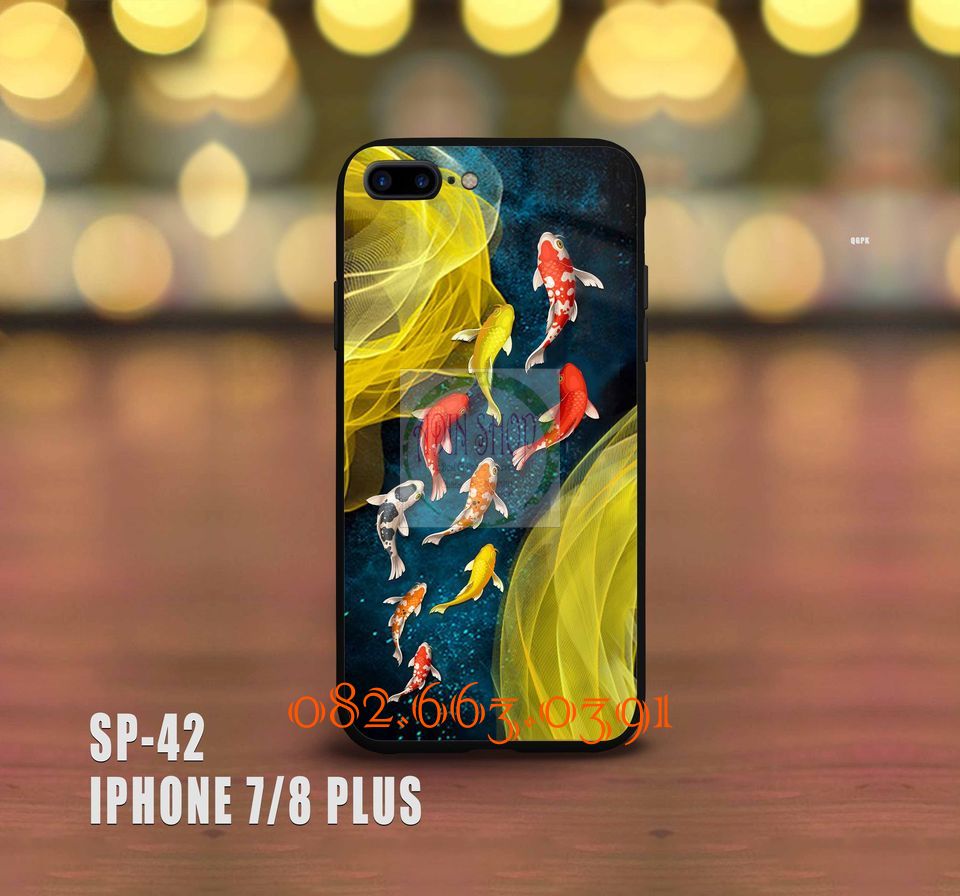 [HCM]Ốp lưng kính IPhone 7 plus/ 8 plus hình cá koi đẹp