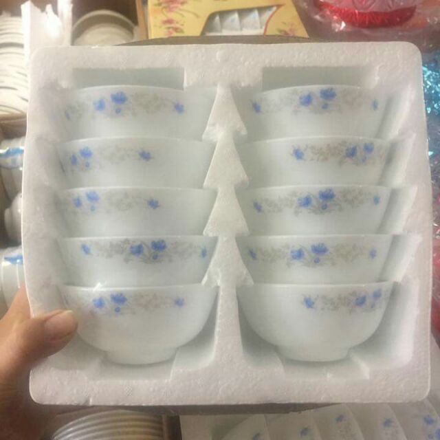 BỘ 10 CHÉN SỨ TRẮNG MEN CAO CẤP- BỘ CHÉN SỨ- CHÉN ĂN CƠM- TÔ