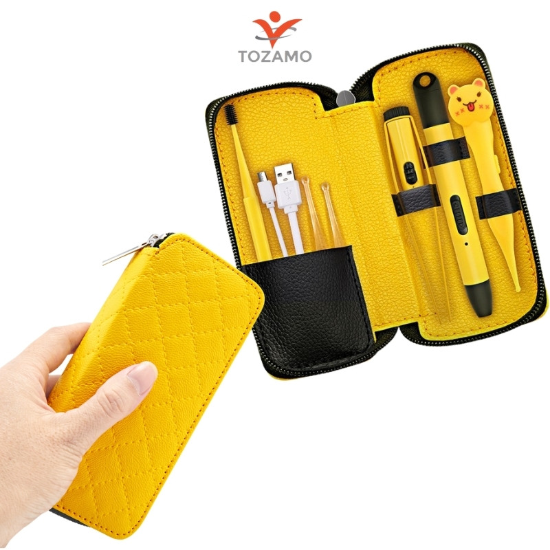 Set dụng cụ lấy ráy tai 4 món ,bộ dụng cụ lấy ráy tai cho bé có đèn led - sử dụng đầu lấy ráy silicon và cổng sạc usb tozamo