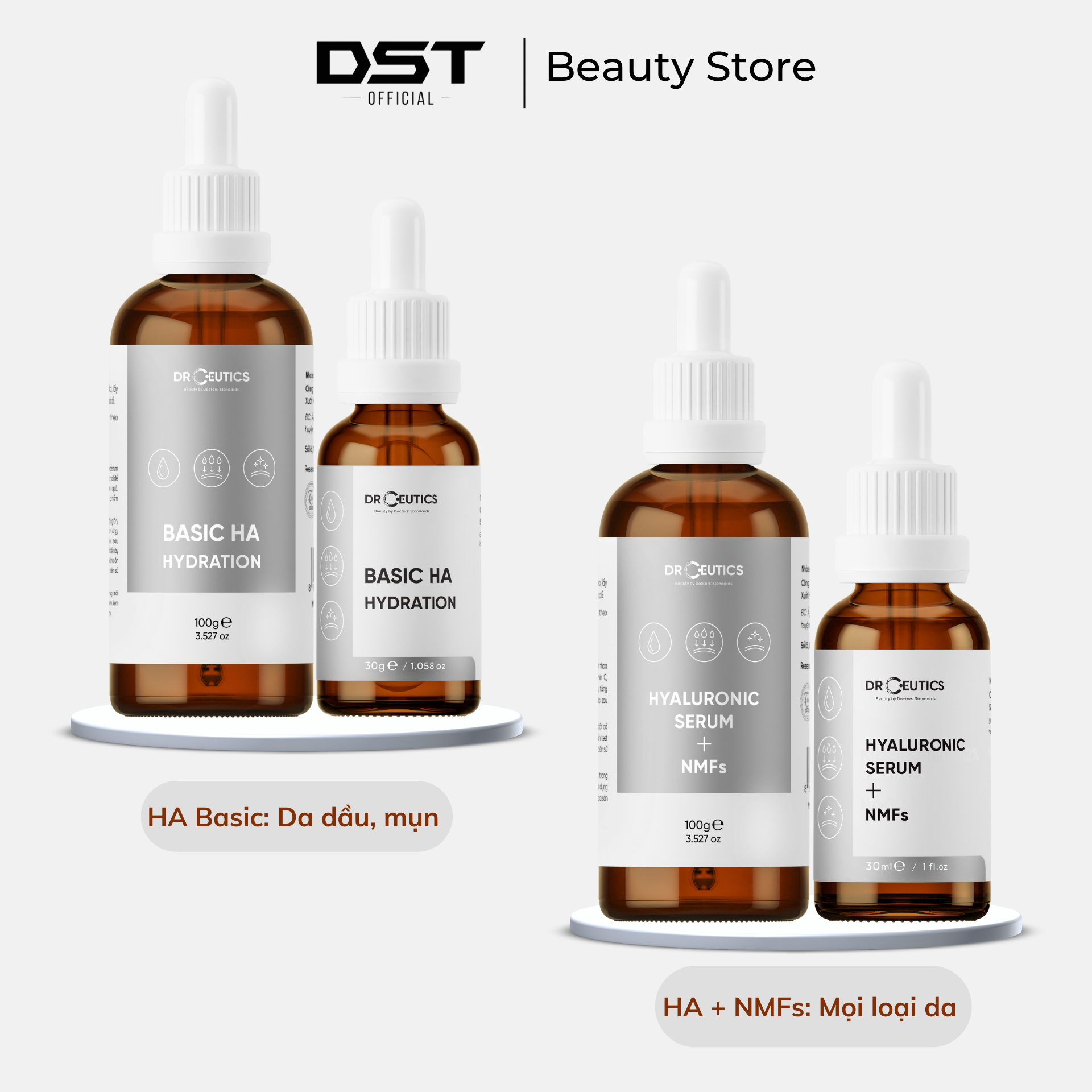 DRCEUTICS Tinh Chất Hyaluronic Acid (HA) Cấp Ẩm Và Căng Bóng Da (30g 100g)