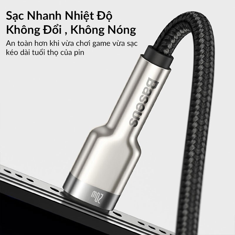 Cáp Sạc Baseus Cafule Series Metal Data Cable USB-C Ra Lightning PD 20W 1M