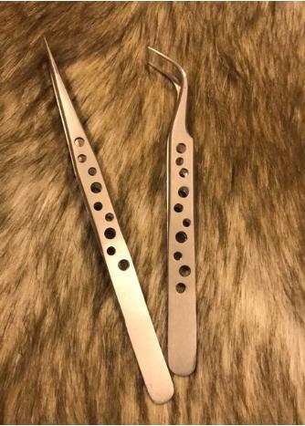 cặp đôi nhíp cong thẳng lỗ nối mi ( 1 nhíp cong + 1 nhíp thẳng )