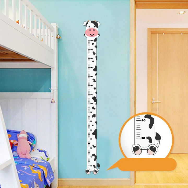 Decal dán tường thước đo chiều cao trẻ em bé hình con vật