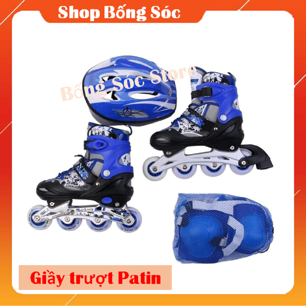 Giày trượt Patin đủ bộ cho trẻ em (Kèm mũ bảo hiểm và bảo vệ chân tay)