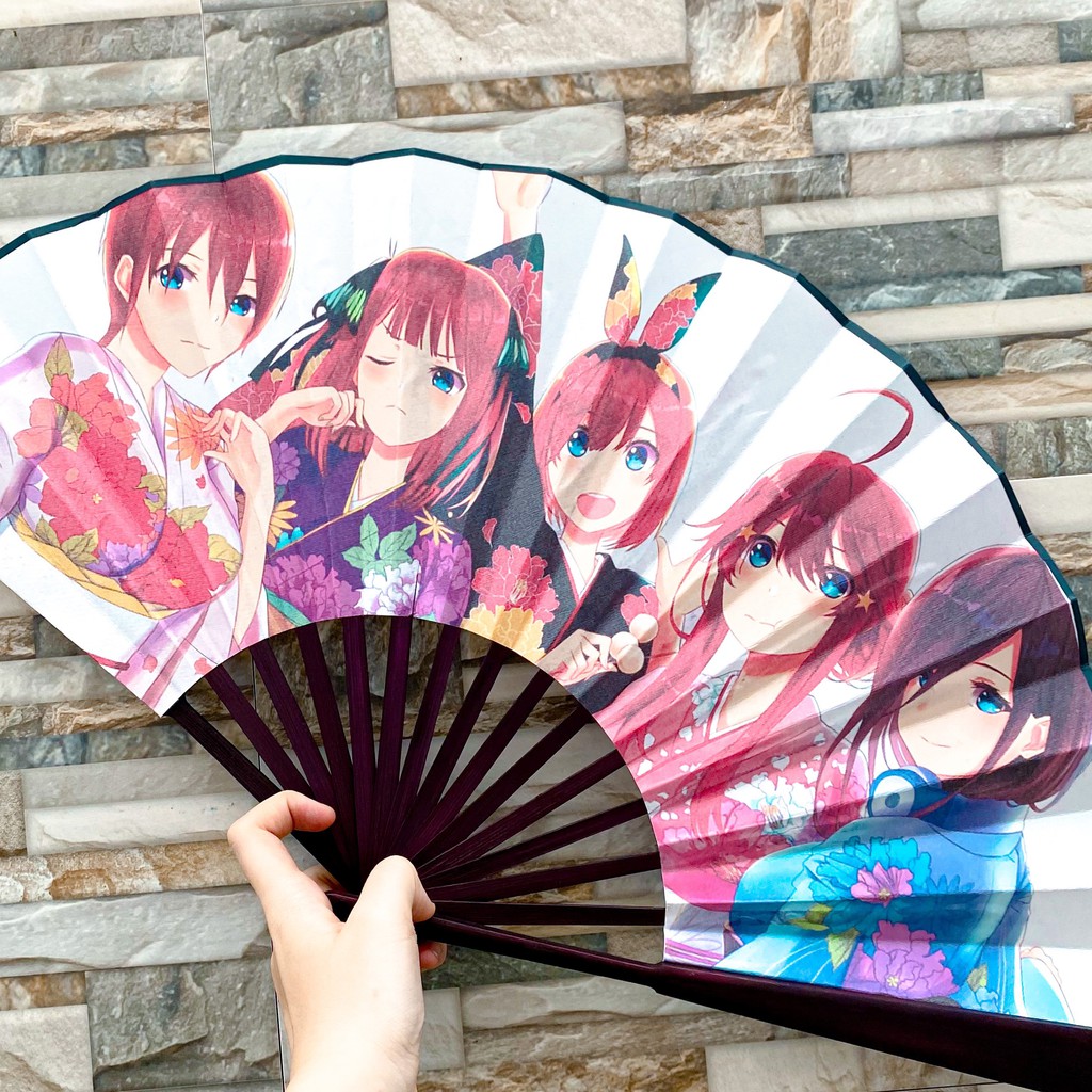 Quạt xếp cầm tay in hình Nhà Có Năm Nàng Dâu Gotoubun no Hanayome anime chibi xinh xắn
