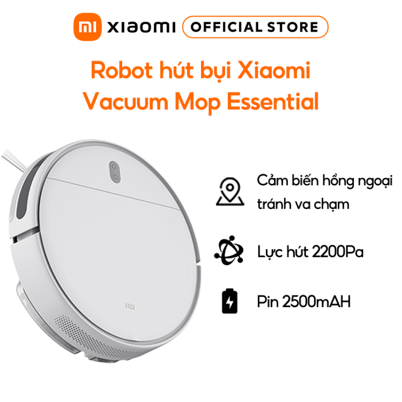 Robot hút bụi lau nhà thông minh Xiaomi Robot Vacuum Mop Essential - Điều khiển Mi Home kết nối Wifi Hỗ trợ Google Assistant + Alexa - BH Chính hãng12 tháng