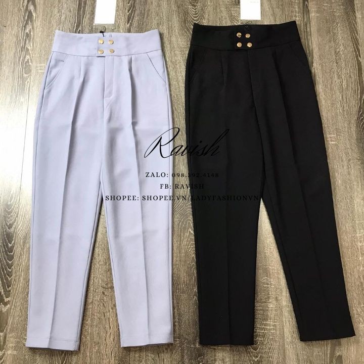 Quần baggy nữ 4 cúc bấm