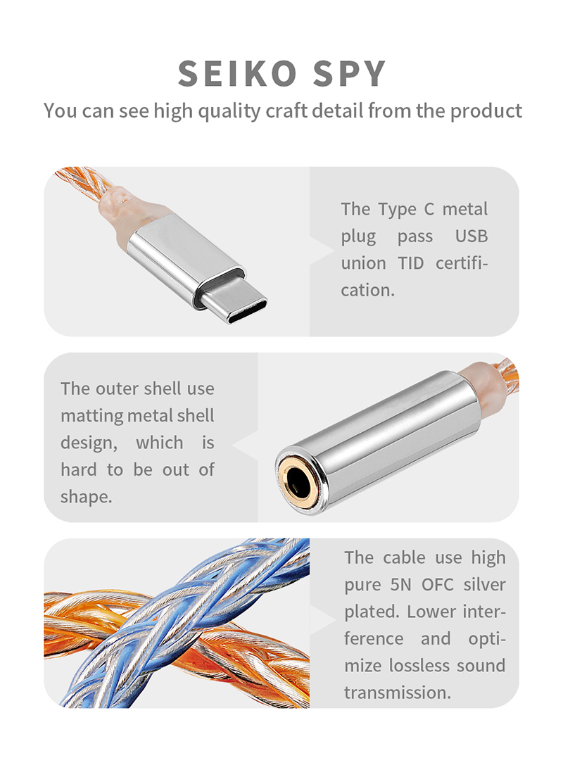 JCALLY JM6 Type-C to 3.5mm CX31993 digital audio portable decoding amp Hifi DAC mobile headset USB Type C to 3.5mm adapter