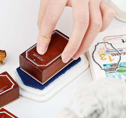 Con dấu gỗ khung viền vintage chất lượng Be Tiny Stationery
