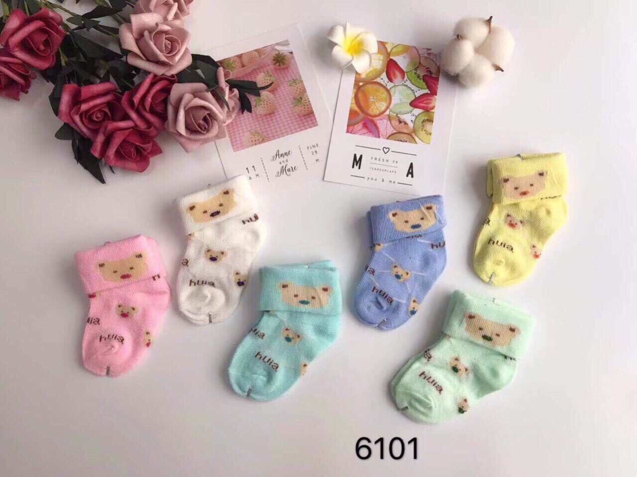 2 đôi tất len sơ sinh cổ cao cho bé 0-4 tháng
