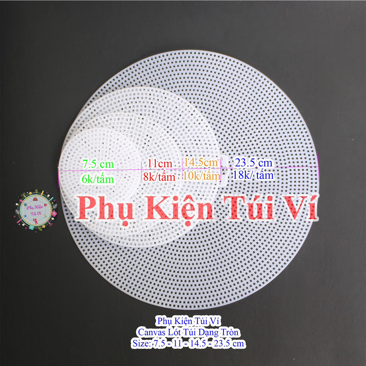 Canvas Round Bag Liner (7.5cm, 11cm, 14.5cm, 20cm, 23.5cm)