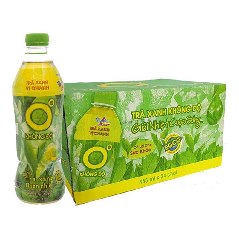 Hỏa Tốc - Thùng 24 Chai Trà Xanh Không Độ Chai 455 Ml