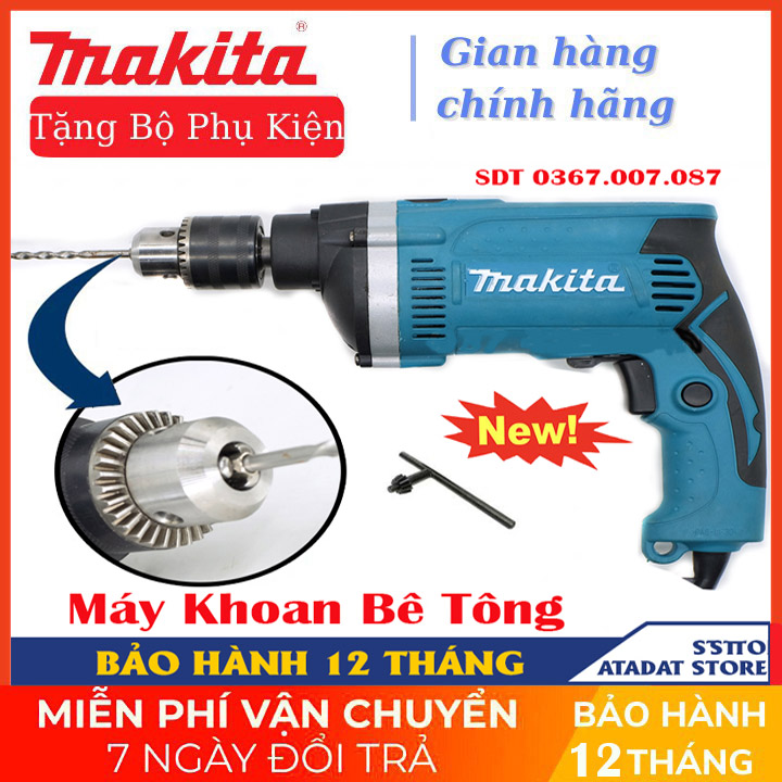 Mua Máy Khoan Cầm Tay Chính Hãng Makita - Máy Khoan Điện Makita HP1630 Công Suất Cực Lớn 1200W - Lõi Đồng 100% - Khoan Búa - Khoan Tường - Máy Khoan Gỗ - Máy Đục Bê Tông - Máy Khoan Sắt - Bảo Hành Toàn Quốc