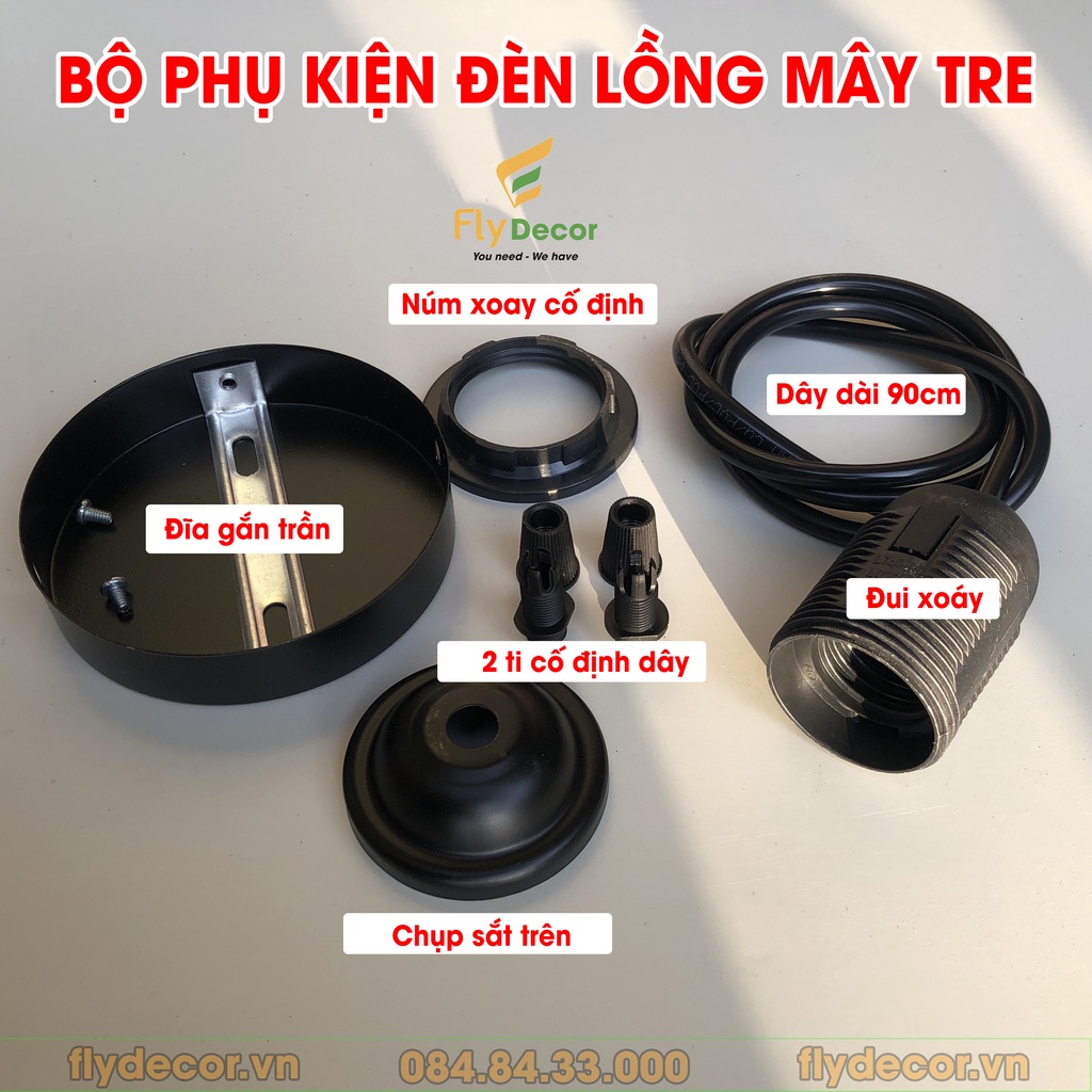 Đèn mây tre trang trí thả trần cột, trần, đèn để bàn tre (Hàng xuất khẩu)
