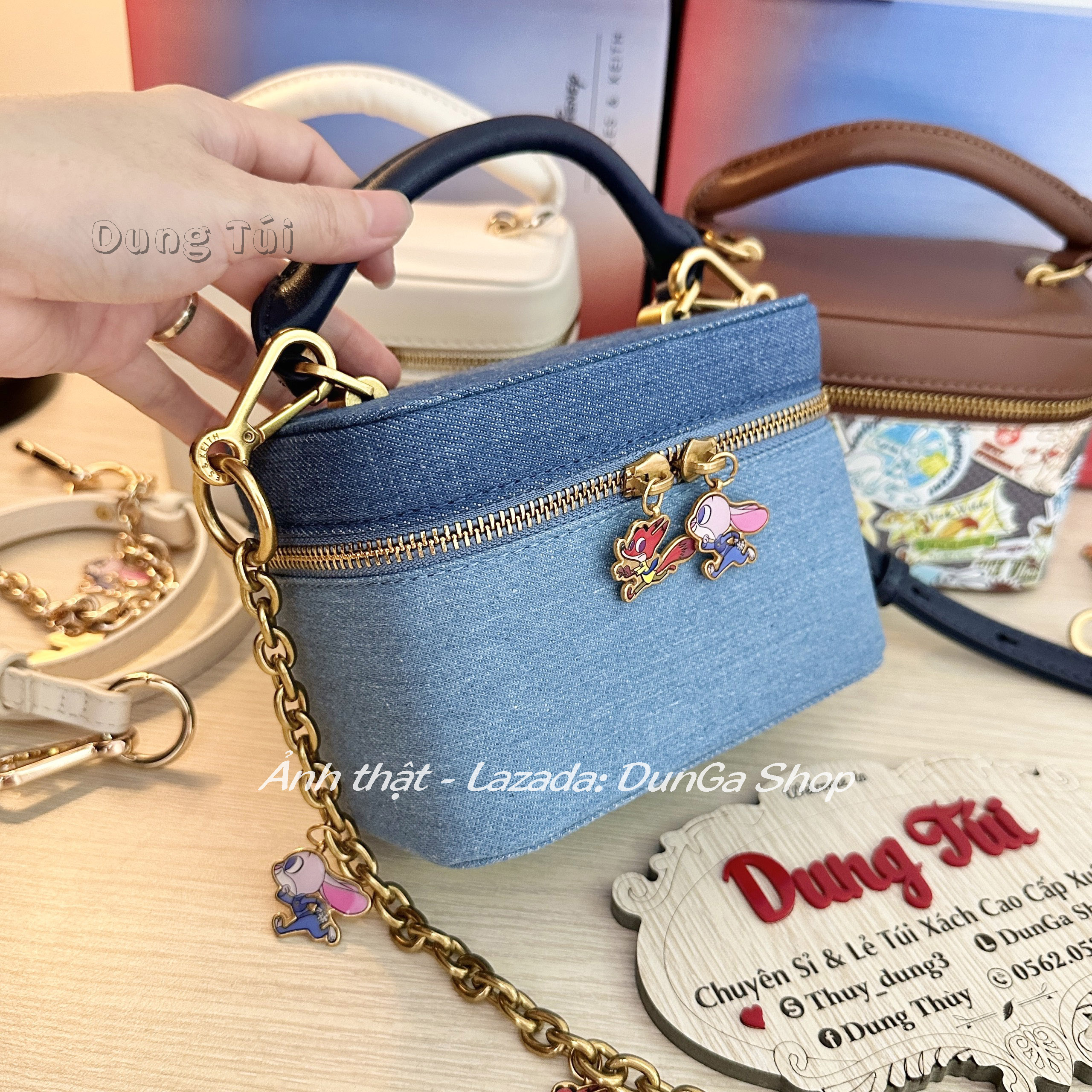 Túi dáng cốp quai cầm + đeo chéo size 16 có gương bên trong full màu