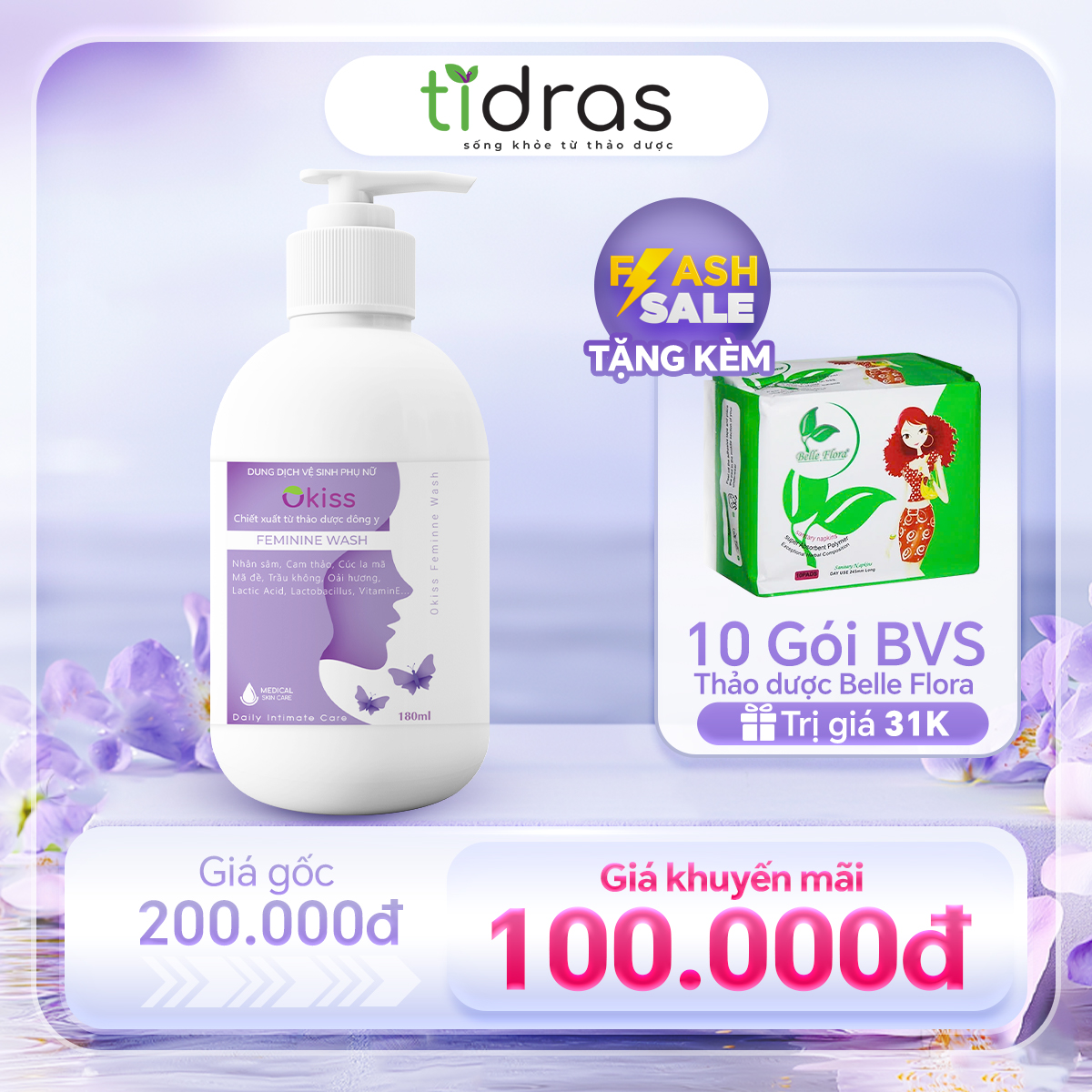Nước Rửa Phụ Khoa Thảo Mộc Okiss – Sạch Khuẩn, Hết Mùi, Dịu Nhẹ Như Spa!