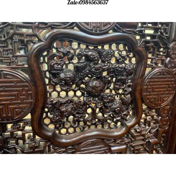 Bộ trường kỷ ngũ lân 6 món gỗ gụ