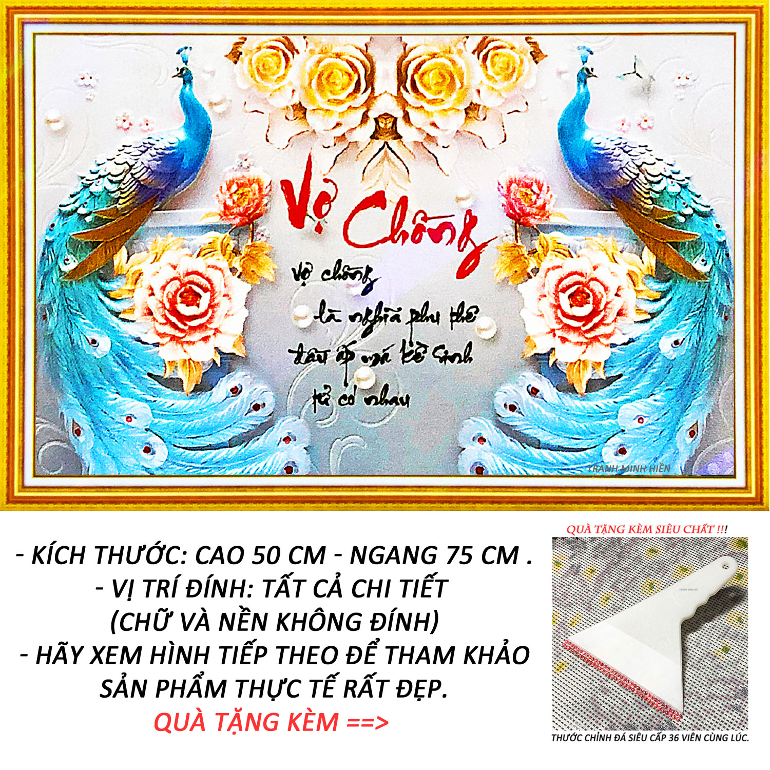 Tranh Đính Đá 5D - Vợ Chồng Đồng Lòng 18 (Kèm Quà Tặng) - Tranh Minh Hiền (TỰ ĐÍNH ĐÁ)