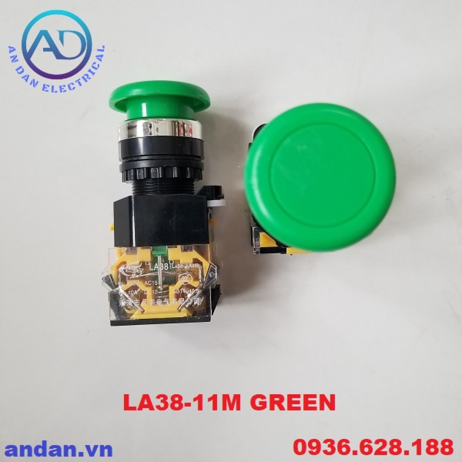 Nút ấn đầu dù, công tắc nhấn đề phi 22mm đầu nấm la38-11m
