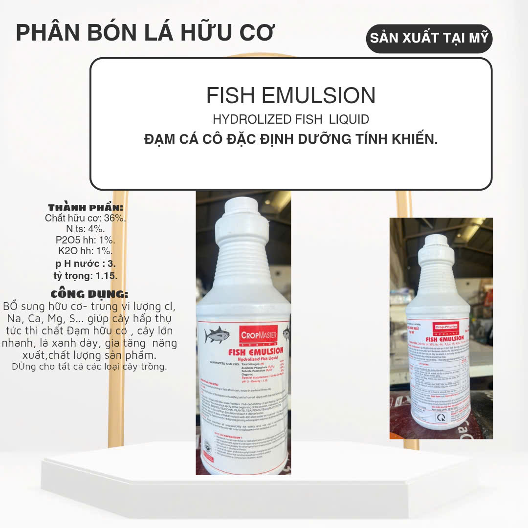 ĐẠM CÁ CÔ ĐẶC FISH EMULSION .( Chai 1 lít )