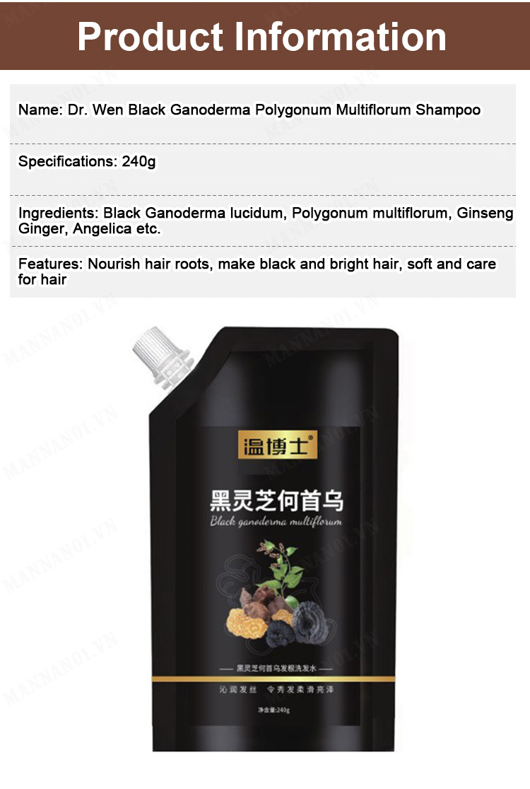 mannan01 Black Ganoderma Polygonum Shampoo 1000ml + 400ml