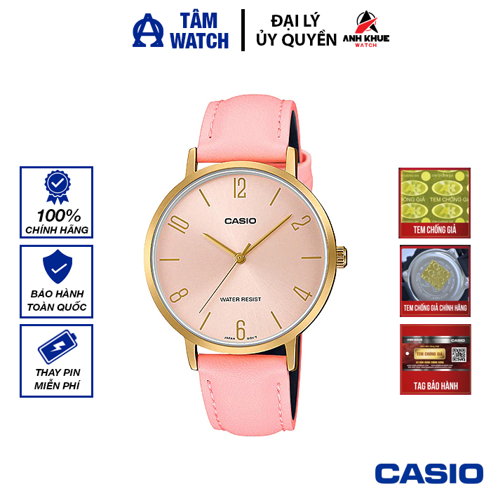 Đồng hồ nữ dây da Casio Standard chính hãng Anh Khuê LTP-VT01 Series (34mm)
