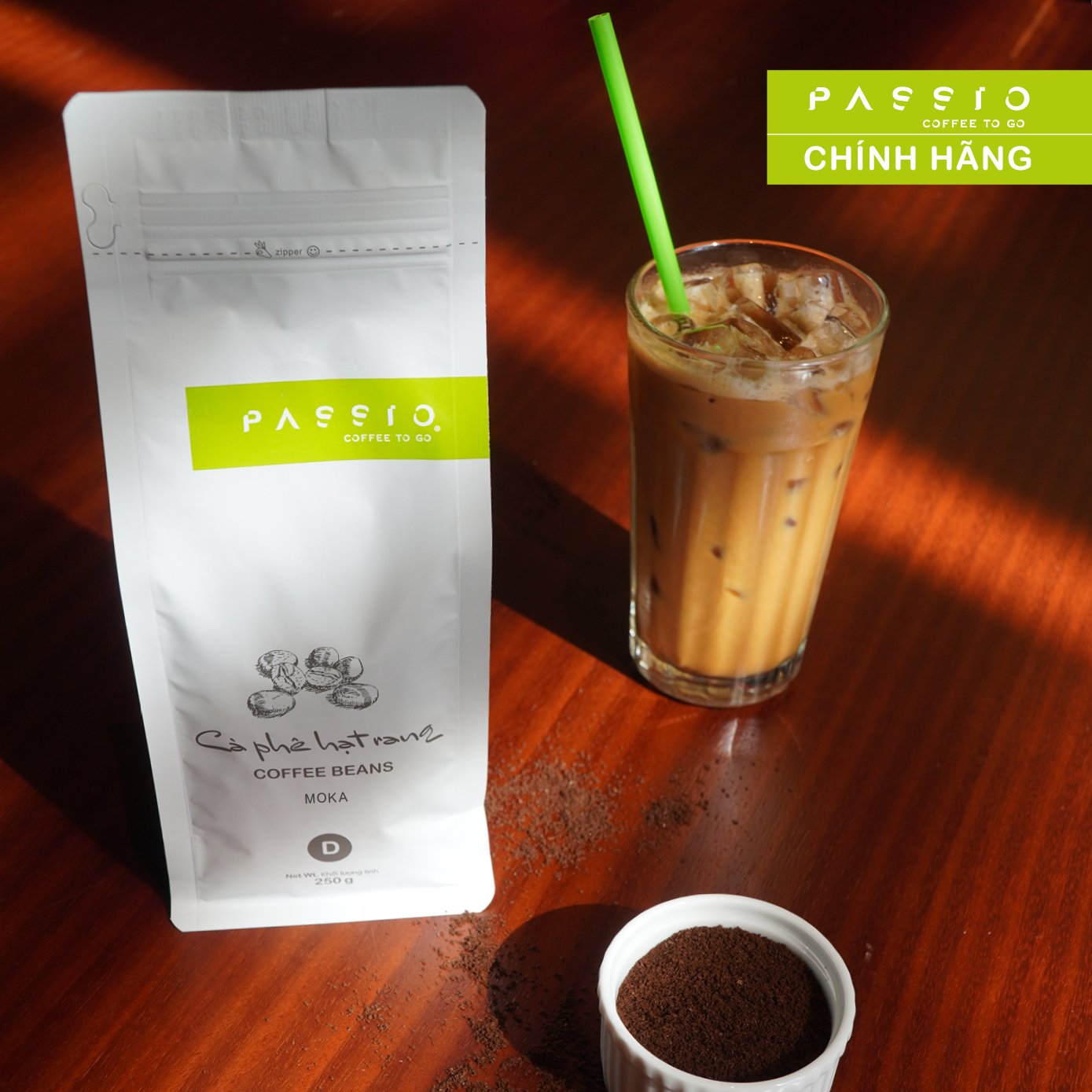 Cà phê Moka dạng Bột (pha phin) nguyên chất 100% rang mộc - Passio Coffee (250g)