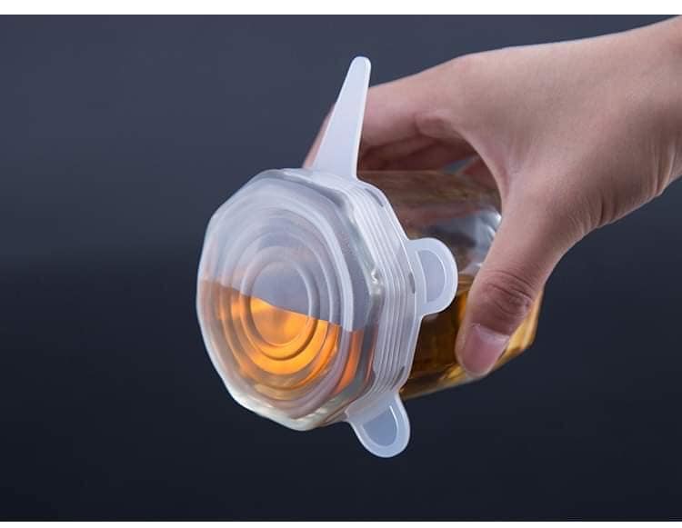 Sét 6 miếng silicone bọc thực phẩm co giãn, nắp bọc bát bảo vệ thực phẩm