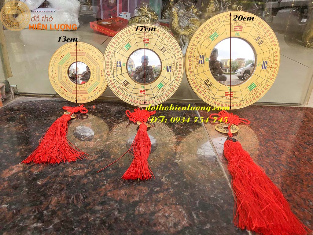 Gương Bát Quái Bằng Đồng Phong Thủy Có Mặt Kính Ở Giữa Đường Kính 13cm, 17cm, 20cm