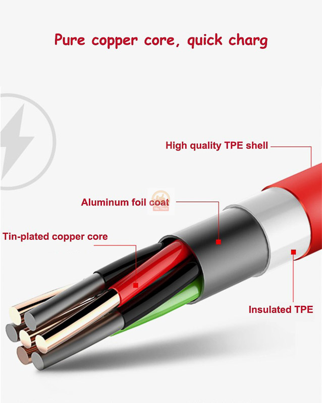[HCM]Cáp sạc dây rút 3 đầu sạc iPhone Lightning | Micro USB | loại C Android màu đỏ