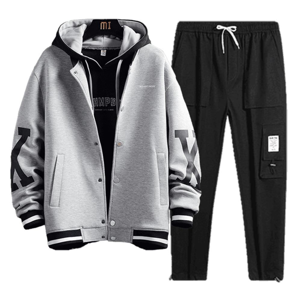 Bộ Đồ Nỉ Nam Áo Khoác Bomber Áo Khoác Nhẹ Chữ K Kết Hợp Quần Jogger Túi Hộp Rút Gấu Năng Động Hot Trend Thời Trang FASHION4MENHCM SET NAM 90000177