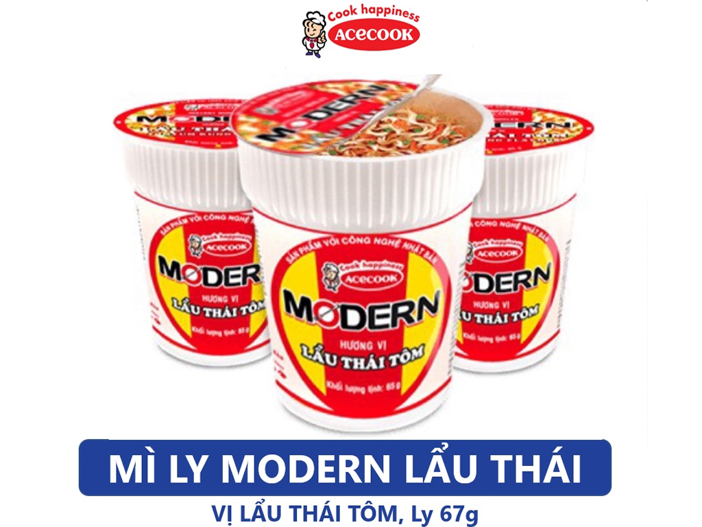 Thùng 24 Ly Mì Modern Vị Lẩu Thái Tôm 65 Gram / Ly