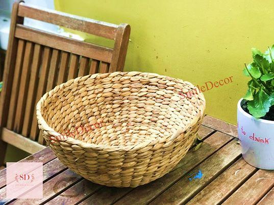 Combo 2 tô tròn đựng trái cây đan lục bình Smile Decor