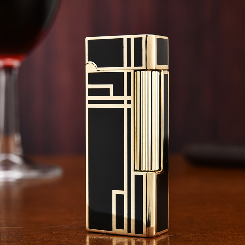 Dr Dong solid black yellow stripe gas lighter