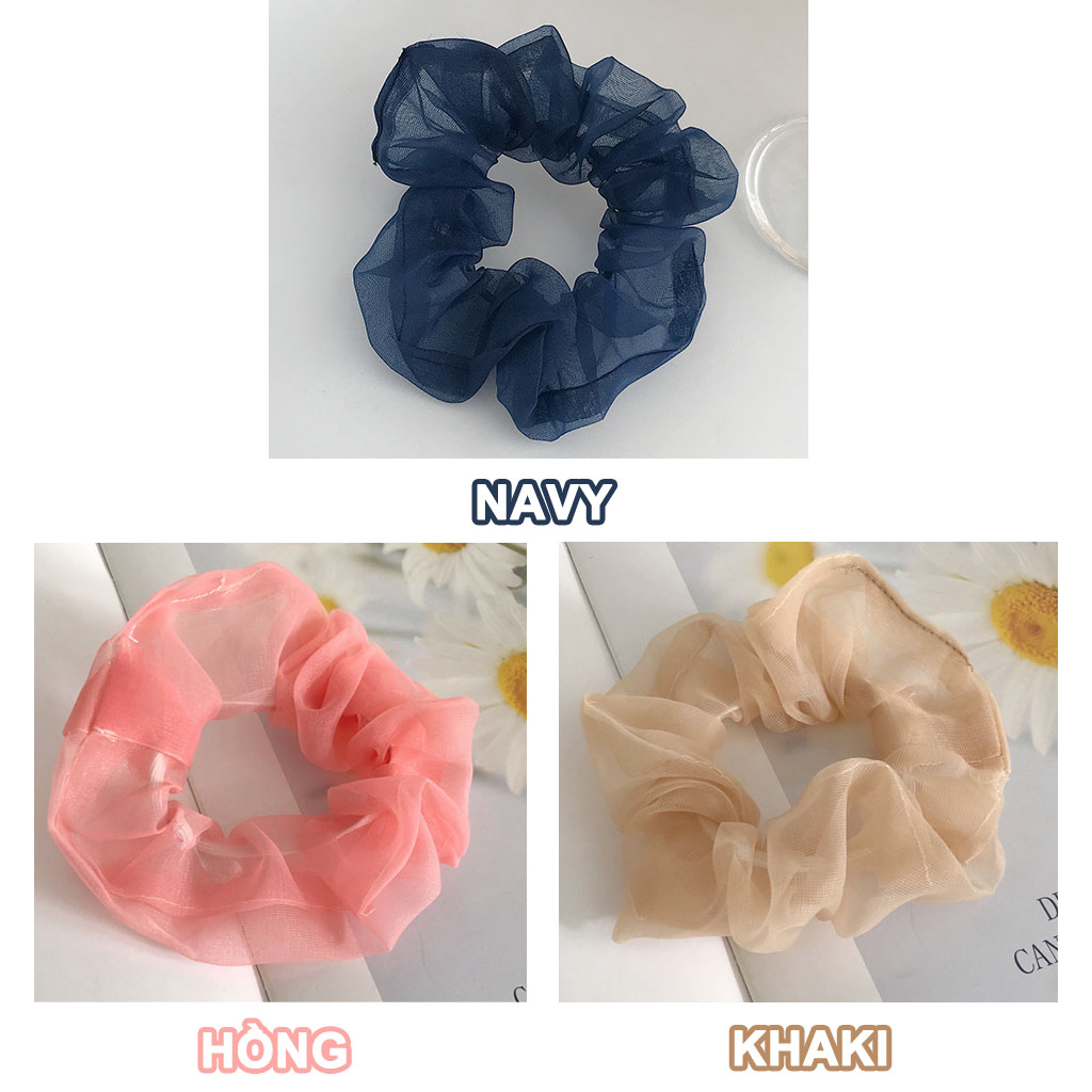 Dây cột tóc vải Scrunchies Trơn 5 màu pastel CT57