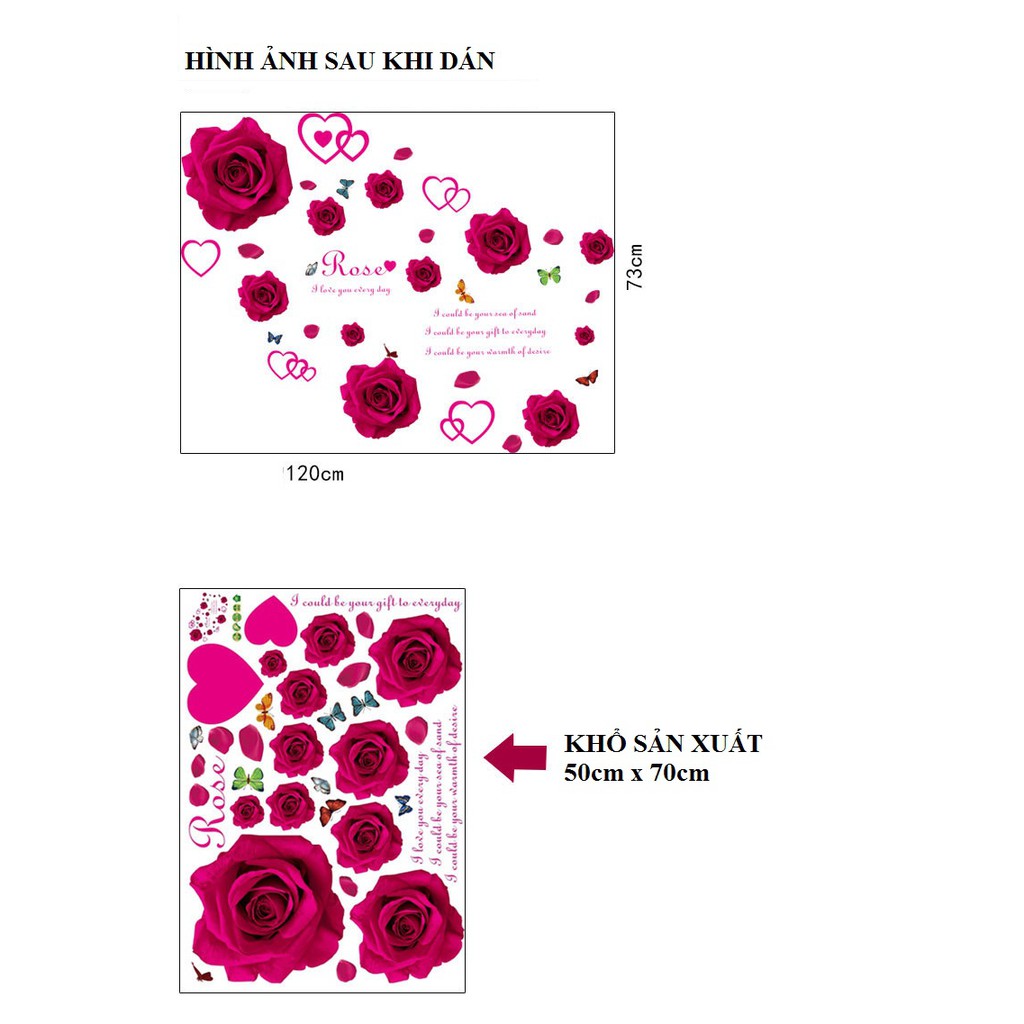 DECAL DÁN TƯỜNG HOA HỒNG ĐỎ ROSE