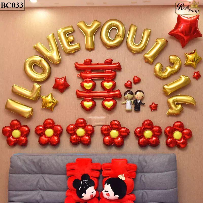Set Bóng Trang Trí Phòng Cưới Phòng Tân Hôn Tỏ Tình, Cầu Hôn I LOVE YOU LÃNG MẠN nhiều mẫu ( tặng bơm bóng, băng dính)