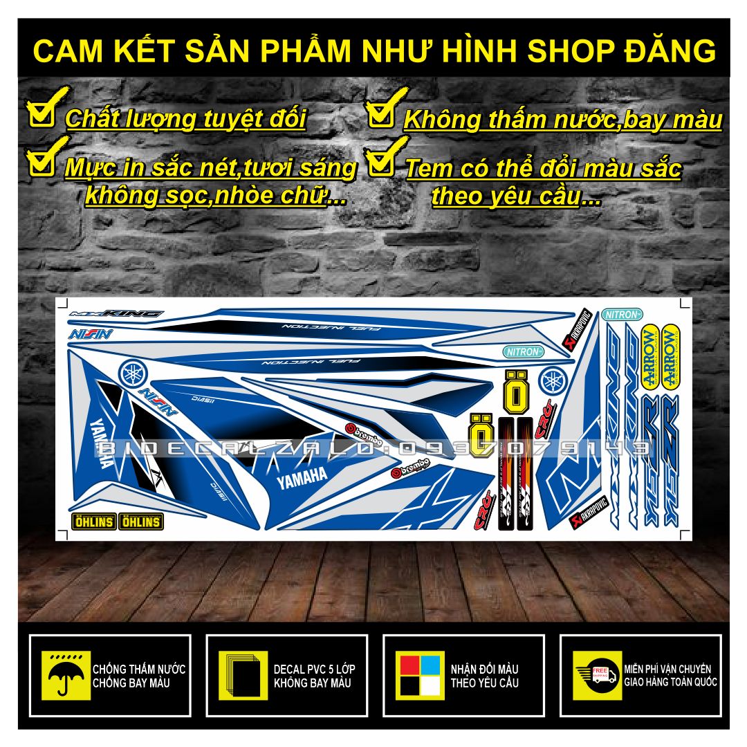 FREESHIP-- TEM RỜI EXCITER 150 MX PHỐI DÁN XE XANH