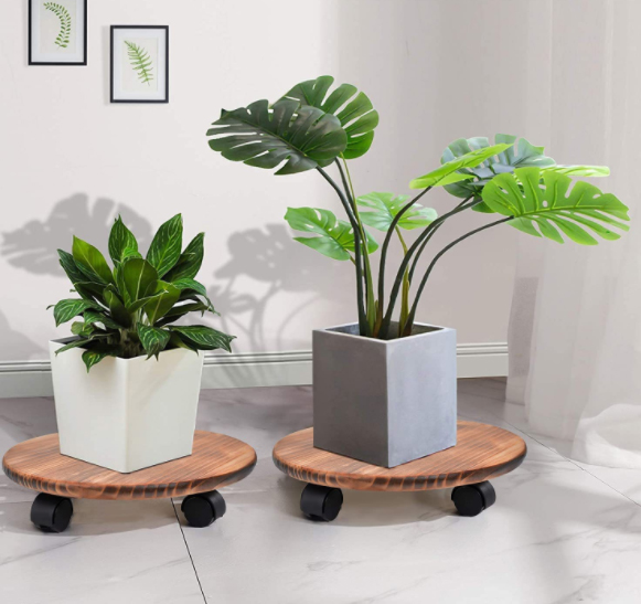 Đế Lót Chậu Cây Có Bánh Xe - Chậu Hoa bằng gỗ Tự Nhiên - Đường Kính 30cm - Tải trọng Max 80kg Hdecor