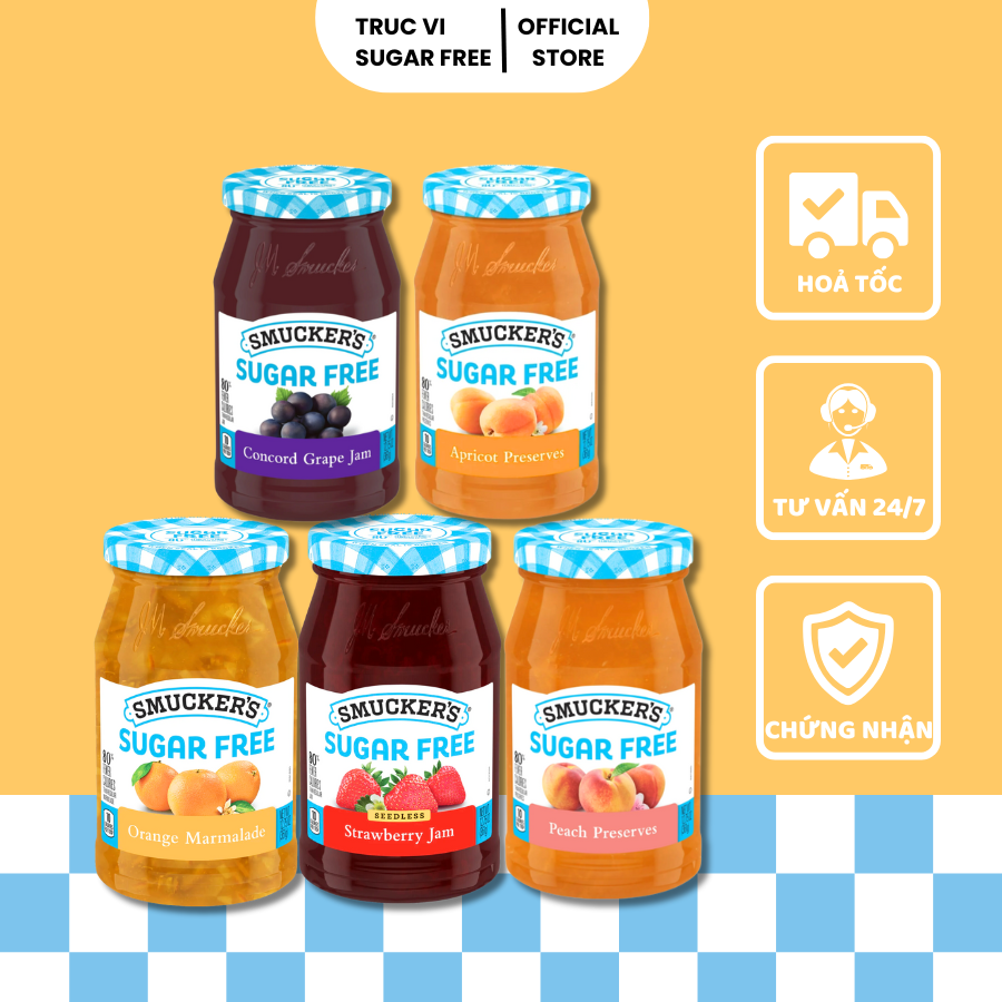 Mứt trái cây không đường Smuckers ( eat clean, diet, tiểu đường ,gymer )