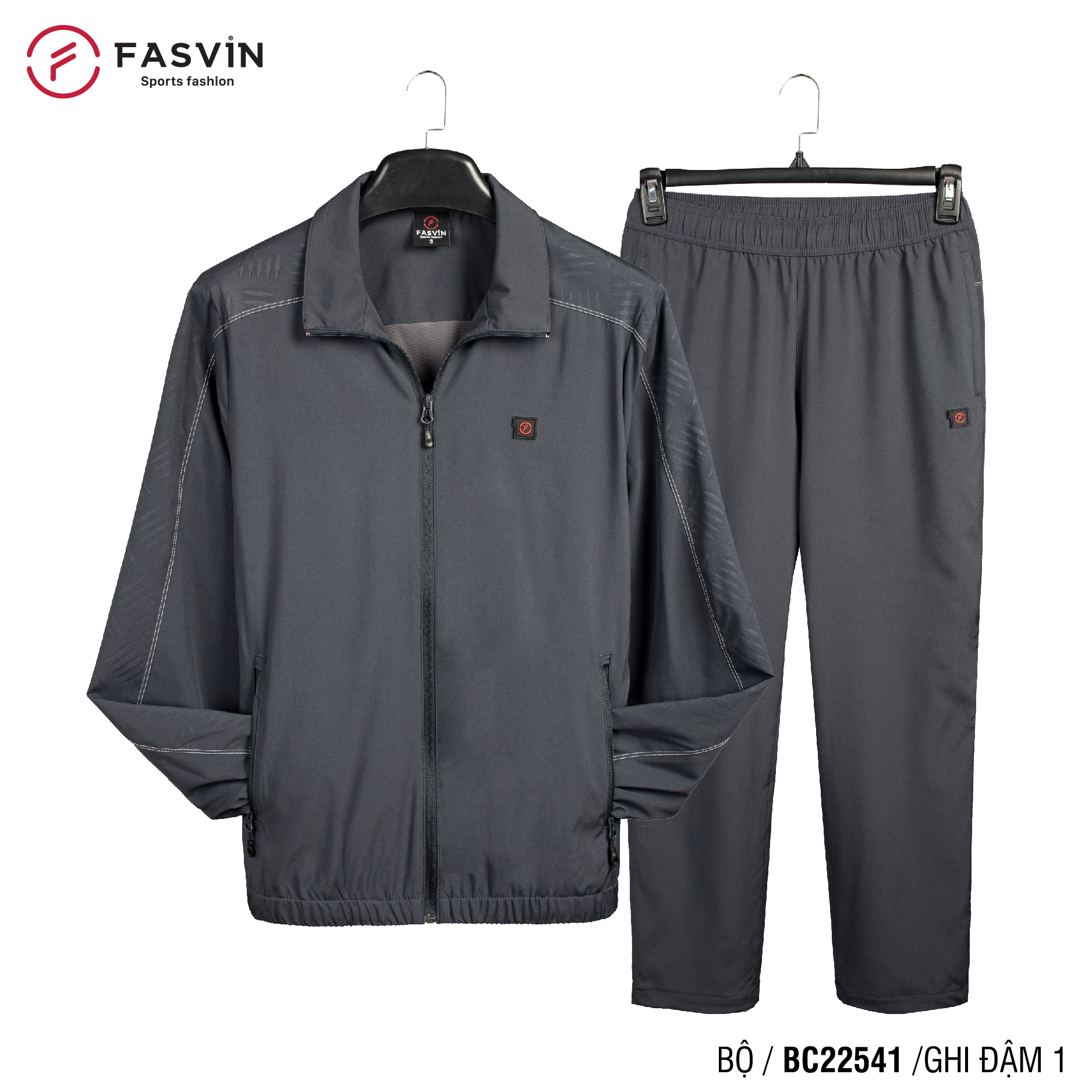 Bộ quần áo thể thao nam Fasvin BC22541.HN vải gió chun 02 lớp lót lưới mềm mại co giãn.
