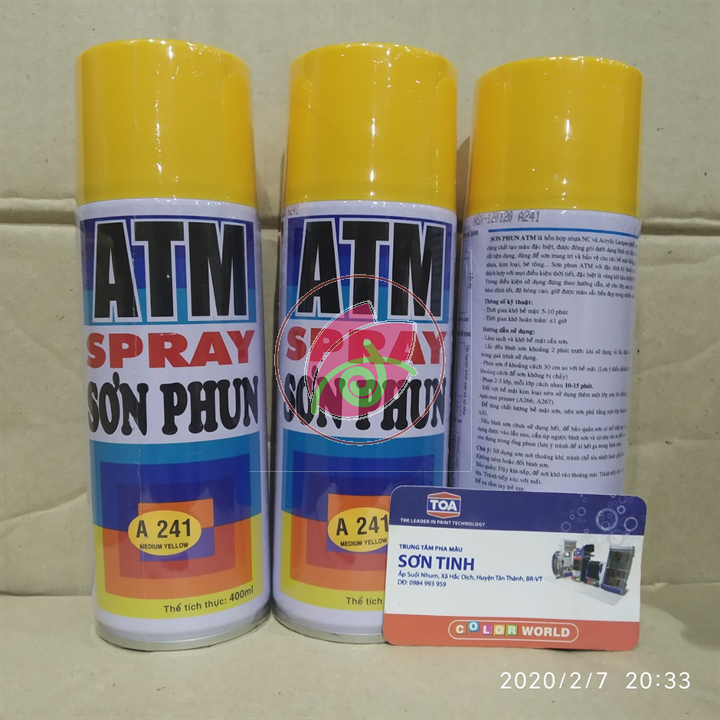 SƠN XỊT MÀU VÀNG NGHỆ MEDIUM YELLOW A241 (ATM hoặc WIN) hoặc RED FOX