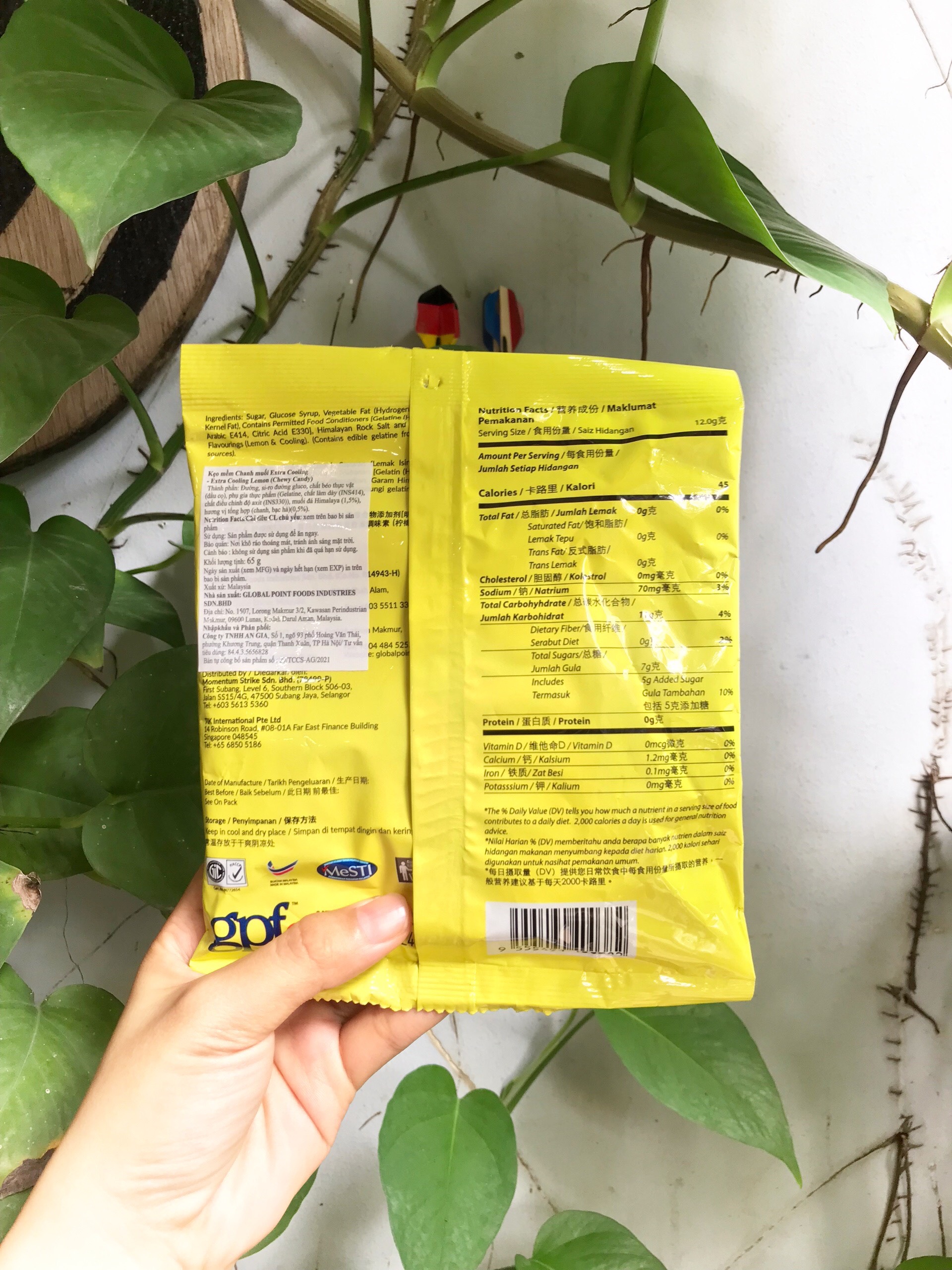 Kẹo Mềm Chanh Muối Extra Cooling - Extra Cooling Lemon Chewy Candy (Gói 65g)