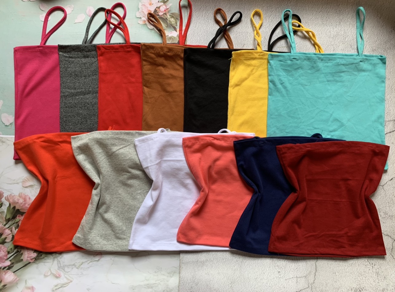 Áo Croptop 2 dây nữ, chất cotton mềm mịn co giản tốt kèm ảnh thật
