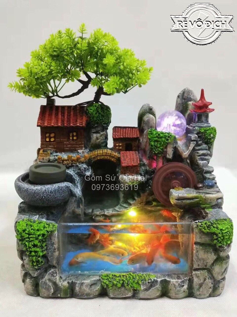 Thác nước phong thuỷ nhà đỏ Y001