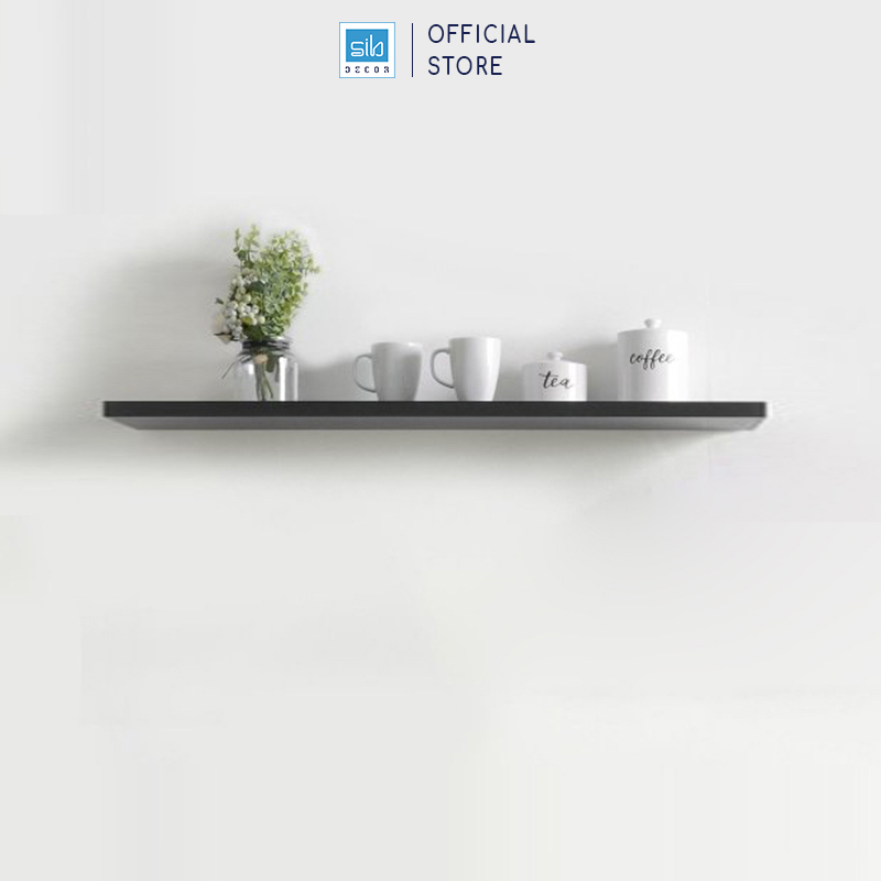 Kệ Thanh Ngang Trang Trí Treo Tường Màu Đen Dài Đến 120cm Rộng 15cm Thương Hiệu SIB Decor