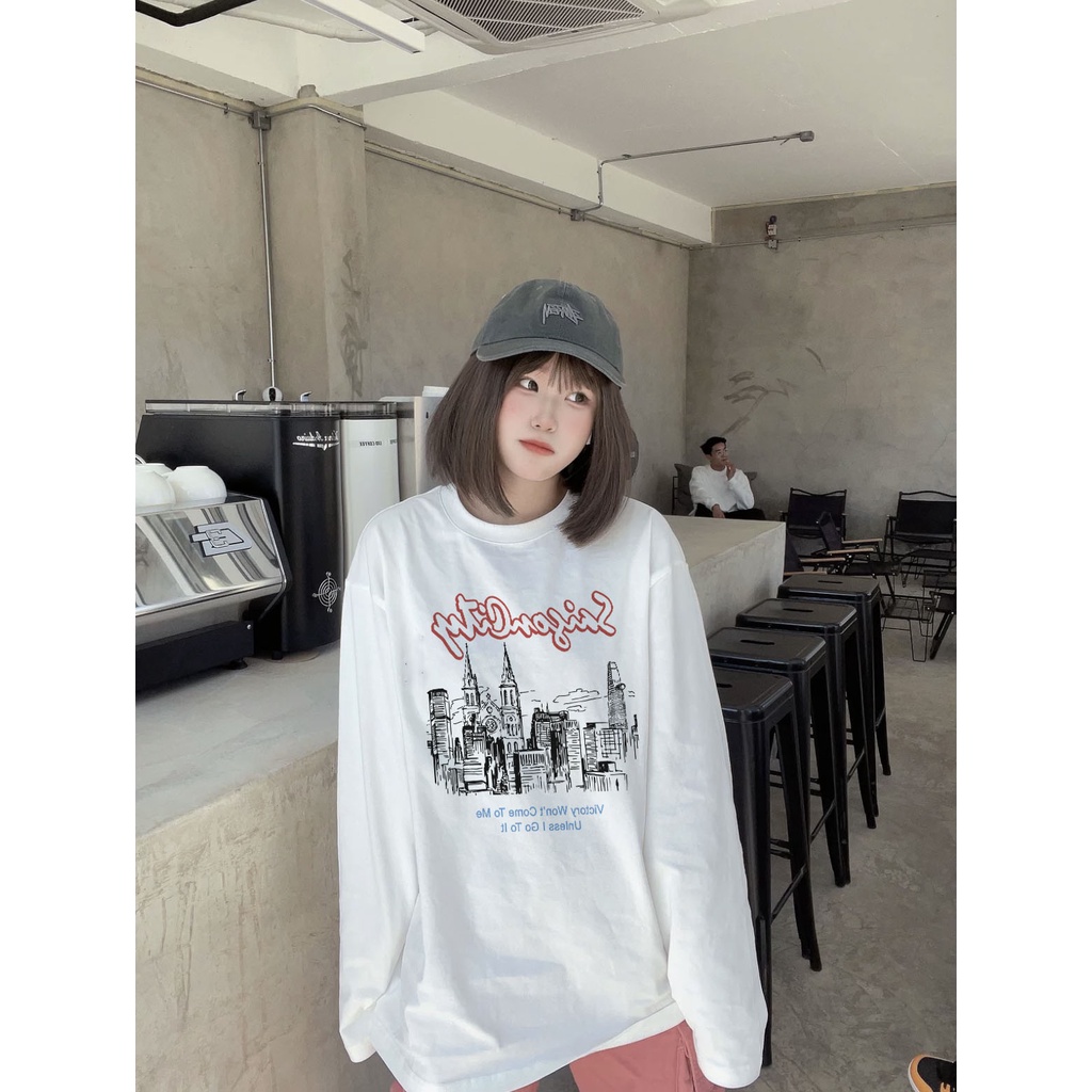Áo tay dài nữ nhiều màu Miucho AD008 chất cotton co giãn in basic